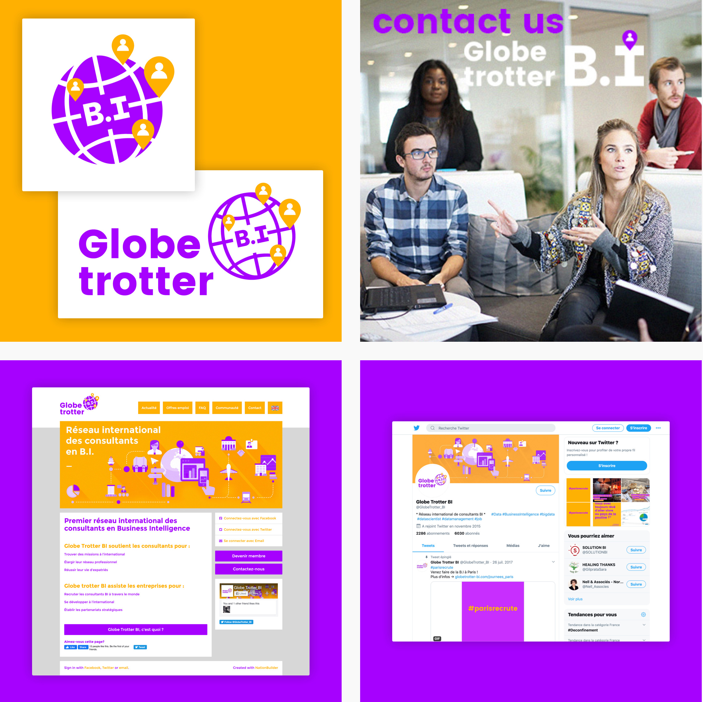 Logo, site web et social media du réseau Globe Trotter BI